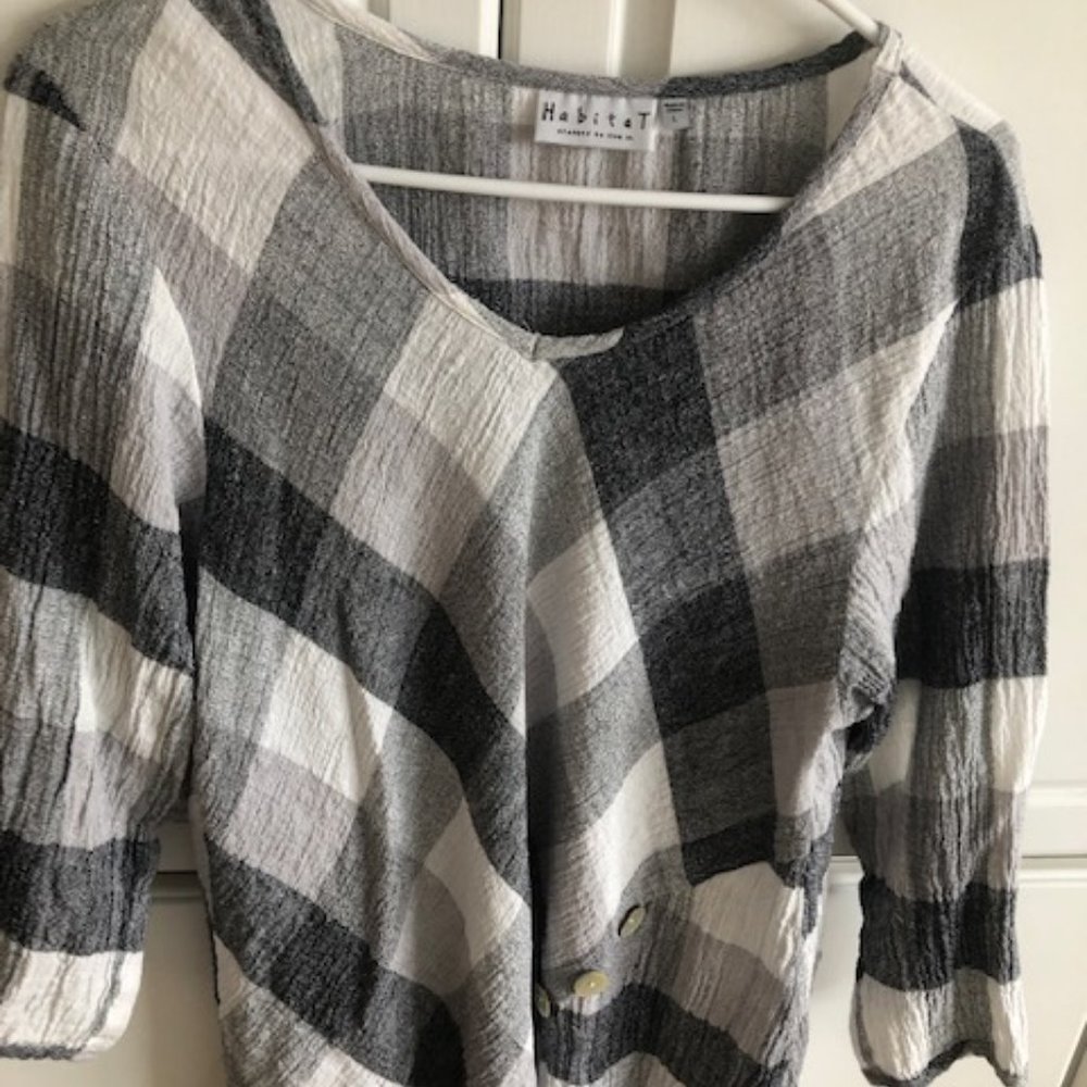 Habitat Black and White Cotton Gauze Tunic Top